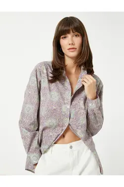 پیراهن گلدار آستین بلند نخی - یاری شاپ