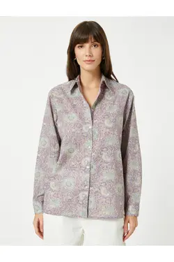 پیراهن گلدار آستین بلند نخی - یاری شاپ