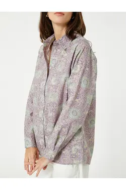 پیراهن گلدار آستین بلند نخی - یاری شاپ