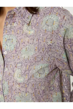 پیراهن گلدار آستین بلند نخی - یاری شاپ