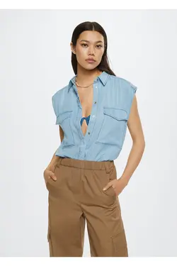 پیراهن لیوسل آبی زنانه - یاری شاپ