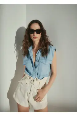 پیراهن لیوسل آبی زنانه - یاری شاپ