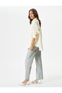 پیراهن مخملی با دکمه‌های جیبی با جزئیات با تناسب منظم - یاری شاپ