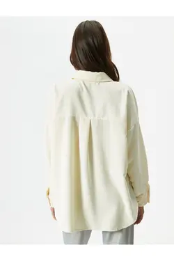 پیراهن مخملی با دکمه‌های جیبی با جزئیات با تناسب منظم - یاری شاپ