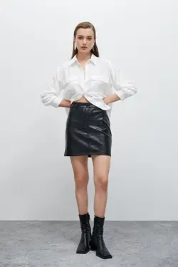 پیراهن مدال جیبی سنگی زنانه 4WAK60003EW - یاری شاپ