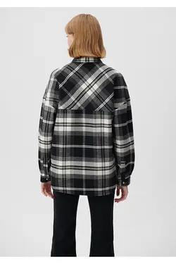 پیراهن مشکی چهارخانه Loose Fit / Loose Fit 122870-82503 - یاری شاپ