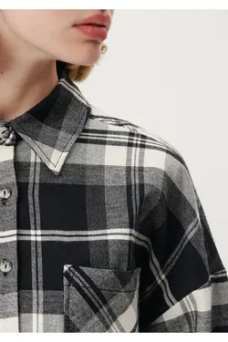 پیراهن مشکی چهارخانه Loose Fit / Loose Fit 122870-82503 - یاری شاپ