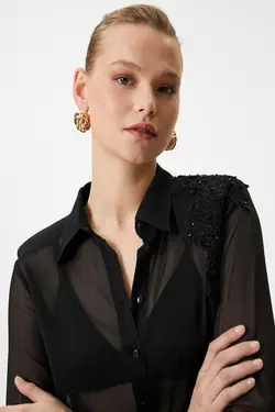 پیراهن مشکی زنانه 4WAK60511UW - یاری شاپ