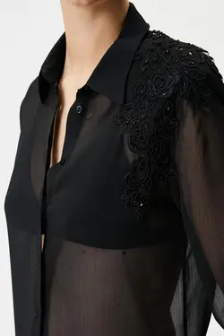 پیراهن مشکی زنانه 4WAK60511UW - یاری شاپ