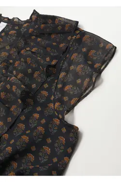 پیراهن مشکی زنانه طرح دار و ژولیده - یاری شاپ