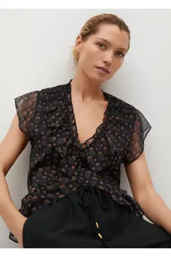 پیراهن مشکی زنانه طرح دار و ژولیده - یاری شاپ