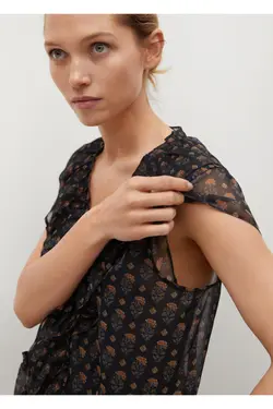 پیراهن مشکی زنانه طرح دار و ژولیده - یاری شاپ