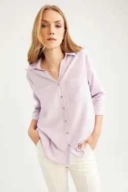 پیراهن معمولی پیراهن آستین بلند یقه - یاری شاپ