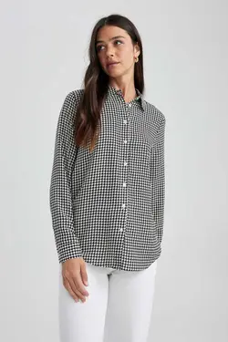 پیراهن معمولی پیراهن آستین بلند یقه - یاری شاپ