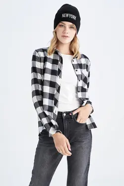 پیراهن معمولی پیراهن آستین بلند یقه - یاری شاپ