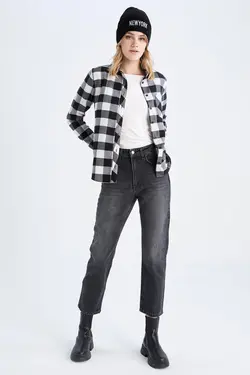 پیراهن معمولی پیراهن آستین بلند یقه - یاری شاپ