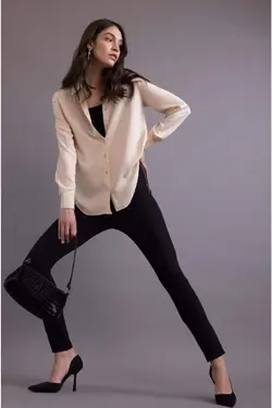 پیراهن معمولی پیراهن آستین بلند یقه - یاری شاپ