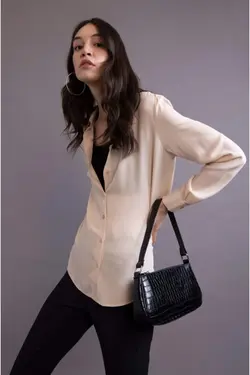 پیراهن معمولی پیراهن آستین بلند یقه - یاری شاپ