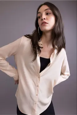 پیراهن معمولی پیراهن آستین بلند یقه - یاری شاپ