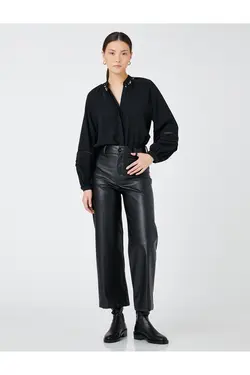 پیراهن مهره ای با آستین بلند بادکنکی - یاری شاپ