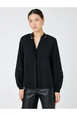 پیراهن مهره ای با آستین بلند بادکنکی - یاری شاپ