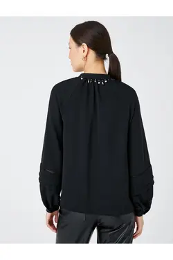 پیراهن مهره ای با آستین بلند بادکنکی - یاری شاپ