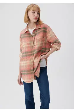 پیراهن نارنجی چهارخانه Loose Fit / Loose Fit 1210609-85860 - یاری شاپ