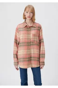 پیراهن نارنجی چهارخانه Loose Fit / Loose Fit 1210609-85860 - یاری شاپ