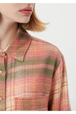 پیراهن نارنجی چهارخانه Loose Fit / Loose Fit 1210609-85860 - یاری شاپ