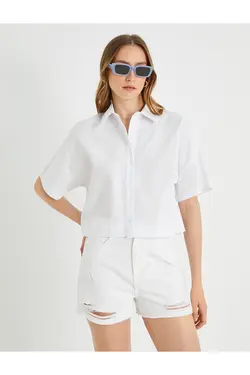 پیراهن نخی آستین کوتاه - یاری شاپ