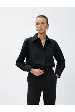 پیراهن نخی با جزئیات دوخت Relax Fit - یاری شاپ