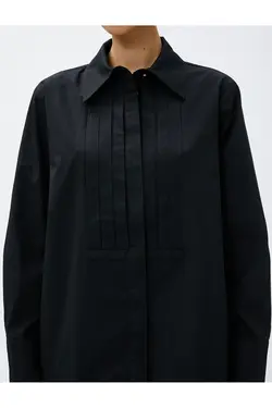 پیراهن نخی با جزئیات دوخت Relax Fit - یاری شاپ