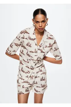 پیراهن نخی طرح دار - یاری شاپ