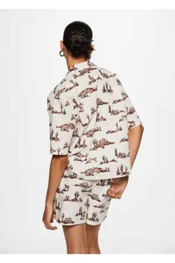 پیراهن نخی طرح دار - یاری شاپ