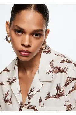 پیراهن نخی طرح دار - یاری شاپ