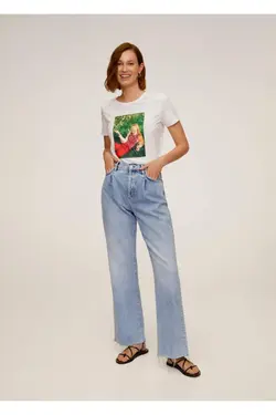 پیراهن نخی طرح دار سفید زنانه 67025963 - یاری شاپ