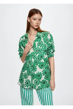 پیراهن نخی طرح دار گلدار - یاری شاپ