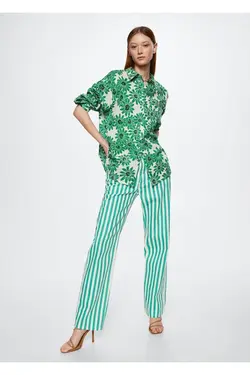 پیراهن نخی طرح دار گلدار - یاری شاپ