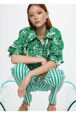 پیراهن نخی طرح دار گلدار - یاری شاپ