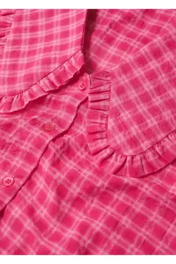 پیراهن نخی یقه بچه فوشیا زنانه - یاری شاپ