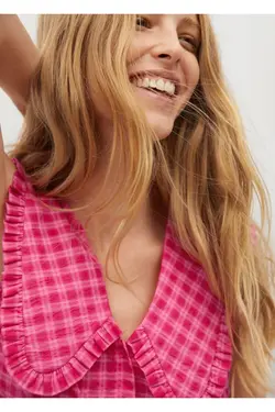 پیراهن نخی یقه بچه فوشیا زنانه - یاری شاپ