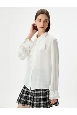 پیراهن یقه آستین بلند دکمه دار - یاری شاپ