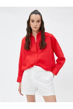 پیراهن یقه استاندارد پیراهن ساده زنانه قرمز 3sak60019pw - یاری شاپ