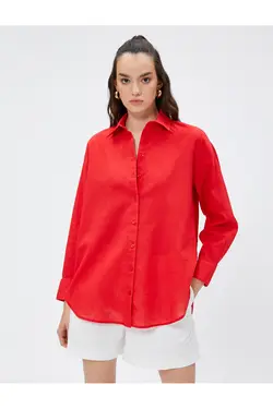 پیراهن یقه استاندارد پیراهن ساده زنانه قرمز 3sak60019pw - یاری شاپ