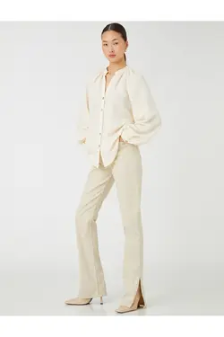 پیراهن یقه ای با آستین بلند دکمه دار - یاری شاپ