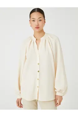 پیراهن یقه ای با آستین بلند دکمه دار - یاری شاپ