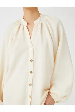 پیراهن یقه ای با آستین بلند دکمه دار - یاری شاپ