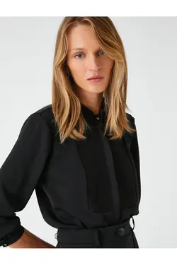 پیراهن یقه ای دقیق با دکمه های مخفی - یاری شاپ