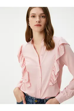 پیراهن یقه با آستین بلند دکمه دار - یاری شاپ