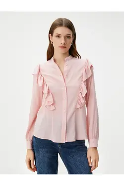 پیراهن یقه با آستین بلند دکمه دار - یاری شاپ